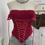 Real-Patting Hottie Tied With Fish Bone With Chest Pad Anti-Slip Tector Wrap Bra Wrapped Bra Short Sleeveless Top 2885