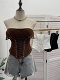 Real-Patting Hottie Tied With Fish Bone With Chest Pad Anti-Slip Tector Wrap Bra Wrapped Bra Short Sleeveless Top 2885