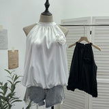 Real Shooting French Gold Wind Hanging Shoulder Waistcoat Woman Design Feel Sleeveless Bud Top Loose Shirt 1170