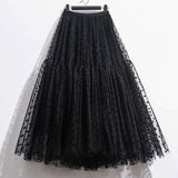 Autumn And Winter Net Yarn Half Body Cake Skirt Super Umbrella Skirt Long Heavy Industry Embroidery A Word Skirt Ponpong Net Yarn Skirt