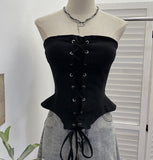 Real Shot With Chest Pad Anti-Slip Striped Chest Vest With Irregular Short Spice Girl Elastic Sleeveless Top 1611