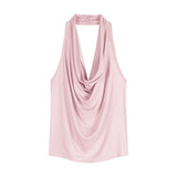 Swinging Neck-Laught Back 2025 Sling Vest Women's Summer Wears A Short High-End Design Sleeveless Top