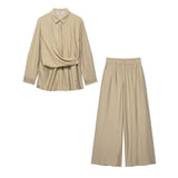 Autumn 2025 New Women's Fashion Casual Loose Double-Legged Shirt Wide Leg Pants 7484053