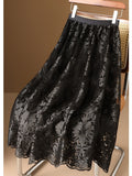 French Mesh Heavy Industry Embroidery Half Dress Woman 2025 New Autumn Egan Yarn Large Size A Word Half Skirt Long Skirt
