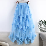 Sweet And Irregular Mesh Dress 2025 New High-Waist Long A-Word Pon Pomong Fairy Cake Skirt Half-Dressed Woman
