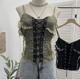 Real Shooting Cowboy Draw Rope Tie With Chest Vest Hair Side To Make Old Short Body Sleeveless Top Woman 2726