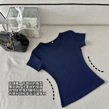 European Single Special To The Ocean High Sense Shoulder Short-Sleeved T-Shirt Women's Summer 2025 New Slim Slim Top