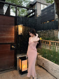 Pure Lust Style Lace Splicing Dress Girl Summer Hottie Long Dress Waist Sexy Lotus Leaves Side Of The Hip Fishtail Skirt