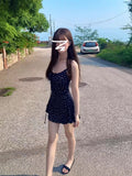 French Blue Floral Sling Dress Women's Summer 2025 New Small Man Summer Wearing A High-End Short Skirt