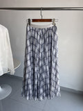 Korean Gentle Temperament Retro Lattice Loose Waist Loose A-Shaped Skirt Flexible Net Yarn Skirt