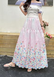 New French Sweet Heavy Industry Embroidery Print Collection Waist Thin Long High-Waist Fairy Skirt A Word Half-Body Skirt