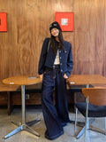 Tibetan Blue French Loose Feeling Small Fragrant Coat 2025 Autumn Design Sense Single Buckle Temperament Short Top