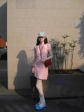 Pink Lattice Hanging Neck Sleeveless Dress Women's Summer 2025 New High-End Small Sweet Princess Dress