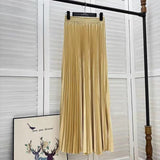 2025 New High-Rise 100-Fold Skirt Half-Dress Woman Pendant Tight Waist Thin High-Grade Elegant Solid Color Dress