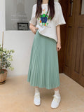 Fashion Simple Multi-Color New Bony Skirt Skirt Women High Waist Thin Solid Color Hanging Long Folded Skirt
