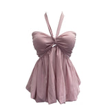 Real Shooting Pure Lust Wind Hanging Neck Tie With Chest Vest With Chest Skirt Swing Thin Wrapped Chest Sleeveless Top 9131