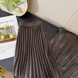 Autumn 2025 French Fashion Shiny Feeling 100 Folded Skirt Women High-Waist A Word Loose Umbrella Skirt Tide