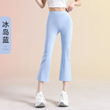 Eight-Point Shark Trousers Women's Small Summer New Wearing Thin High-Waisted Hip Yoga Seven-Point Flared Trousers