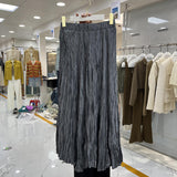 Heavy Industry Withered Leaves Folded Half-Body Skirt 2025 Spring And Summer New Glossy Irregular Big Swing Skirt And Ankle Long Skirt