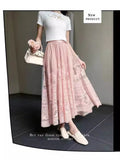 Sweet Lace Hook Flower Butterfly A-Word Dress Dress 2025 Spring And Summer New Long-Skinny Dress Girl With High-Waisted Slimming Half-Dressed