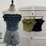 No Shoulder Strap Lotus Side Of The Shoulder Cowboy Tector Tset Bosom Tie Short Wearing Sling Vest 2713