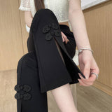 New Chinese Style Micro-Trumpet Women's Summer 2025 New Small High-Waist Hanging Elastic Opening Suit Pants