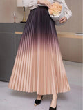 Advanced Color Gradient Dress Dress Woman 2025 Early Spring New Long Dress High Waist Lengthened Version Of The 100-Folded Skirt