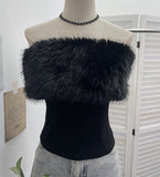 Real Shooting Hottie Hair Splicing Elastic Brush Chest Vest Zipper Umbilly Short Sleeveless Top 6285