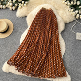 Korean Version Of The Wave Point 100 Folded Skirt Elegant Half Dress Women High Waist Thin A Word Long Dress Commuted Temperament Skirt