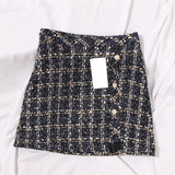 Vintage Coarse Flowers, High Waist Slim Half-Dress Autumn And Winter Irregular Opening Single-Dbutton Bag A Short Skirt 88881
