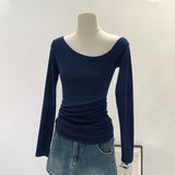 2026 Early Spring Slanted Shoulder Long-Sleeved T-Shirt Girl Autumn New Slimming Pure Hot Girl Sexy Inside Coat
