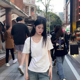 White U-Neck T-Shirt Women's Short-Sleeved Summer 2025 New Loose Thin Inside Hit Bottom Blouse