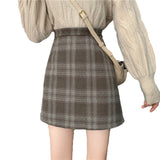 Hairy Lattice Skirt Women's Dress 2025 Spring And Autumn Winter New High-Waist Retro A-Character Skirt With A Short Skirt