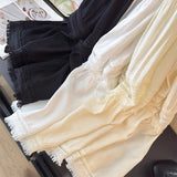 Gentle Wind Hollow Lax Subian Thin Half Body Skirt Woman Spring 2025 High-Waist Fold Loose Layer Cake Skirt Tide