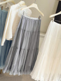 Spring High-Waisted Lotus Leaf Side Net Yarn Large Swing Half-Dress Woman 2026 New Gentle Thin Fall A-Word Dress