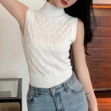 Spring And Summer New High-End Temperament Mahjong Half-High Neck Vest Knitted Knitwear