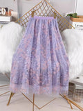 Lace Embroidery Dress 2025 Summer New French High-Rise Thin Double-Layer Net Yarn A-Word Half-Body Dress Woman