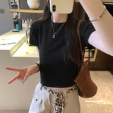 Korean Version Of Yellow Shoulder Short-Sleeved T-Shirt Women's Summer 2026 New Thin High-End Sense Slim Short Top