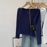 2026 Early Spring Unique Single-In-One Collar Long-Sleeved T-Shirt Women Autumn Senior Do Not Bump The Shirt On The Shoulder