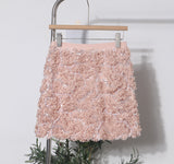 Three-Dimensional Flower Mesh Squins Tight Waist Half-Dress Women's Summer New A-B-Pack Hip Short Skirt 9103