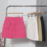 Long-Term Goods Small Fragrant Wind Coarse Flowers A Short Skirt Women High Waist Thin Skinny Bag Hip Half-Body Skirt 8996