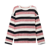 Korean Languid Wind Hit The Striped Striped T-Shirt Girl Early Autumn Thin Sunscreen Shirt Loose Casual Top