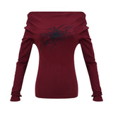 Long-Sleeved T-Shirt Girl Autumn And Winter Hot Girl Chic Sweet Spicy Slimming Thin Bottom Shirt Short Shoulder Small Shirt