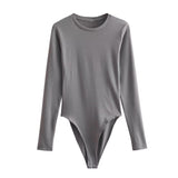 Spring And Summer New Women's Pure Color Round Collar Long-Sleeved Top