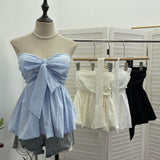 Real Shooting Pure Lust Wind Hanging Neck Tie With Chest Vest With Chest Skirt Swing Thin Wrapped Chest Sleeveless Top 9131