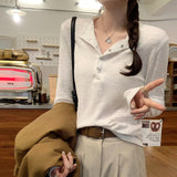 Korean Dark Buckle Design Feels White Inside The Bottom Shirt Women's Autumn And Winter Niche Does Not Hit The Thin Long-Sleeved T-Shirt Top