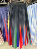 2025 New Women's Color Metallic Metallic Luster 100-Folded Dress Long Organ Skirt Half-Dress Skirt
