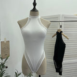 Sexy Elastic Joint Suit With Thoracic Pad Hanging Neck Sleeveless Sleeve Sling Vest Design Feel Top 1015