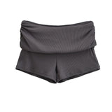 Solid Color Low-Rise Lateral Waist Waist Sports Shorts Female Pack Elastic Leisure Bottom Hot Pants