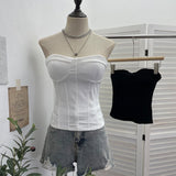 Real Shot Curvy With Chest Cushions Anti-Slip Bar Hottie Wearing Bra Vest Short Loose Tight Top 8151